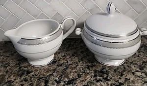 Mikasa Platinum Crown Covered Sugar bowl & Creamer Set Serving Tea Coffee - Picture 1 of 2