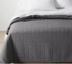 Casaluna Dark Gray Heavyweight Linen Blend Quilt KING Nwot - Picture 1 of 3