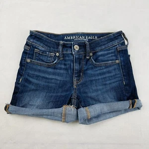 Pantaloncini jeans donna American Eagle taglia 2 Next Level elasticizzati x denim invecchiato - Foto 1 di 7