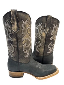 Circle G Unisex Kids Black Embroidered Western Boot Square Toe ( J7111) Size 5 - Picture 1 of 12