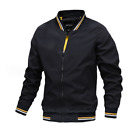 Men's Spring Fall Casual Thin Bomber Jacket Lightweight Sportswear Full-zip Coat