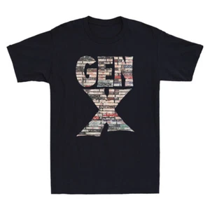 Gen X 80's Rock Cassettes 80s Music Funny Meme Retro Men's Short Sleeve T-Shirt - Picture 1 of 8