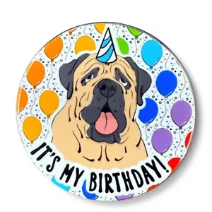 English Mastiff Dog Birthday Pinback Button Handmade Celebration Gift - Picture 1 of 4