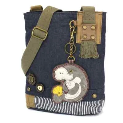 Nuevo Bolso Mensajero Bandolera Parche Chala Denim Azul Marino MANATEE Monedero Foto 1 de 4