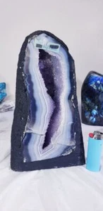 Amethyst Kristall Achat Geode - einzigartiges Muster - Bild 1 von 6