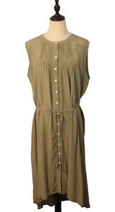 Trenery Size 16 Sage Green Viscose Sleeveless Belted Casual Shirt Dress - Picture 1 of 11