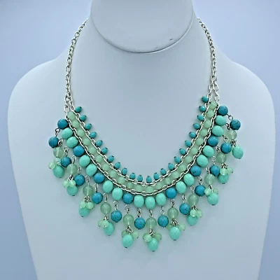 Chaps синий зеленый и бирюзовый бисером нагрудник ожерелье 4-70 - Изображение 1 из 4