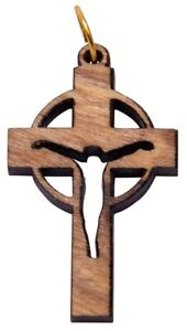 Kreuz-Anhänger JESUS 3,5 cm Kruzifix Olivenholz Lederband Holzkreuz Kreuz 