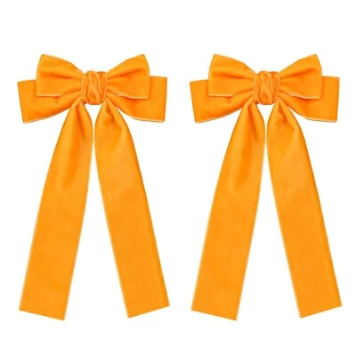2 pinzas para lazos de terciopelo cola larga 5,5" cinta de terciopelo naranja caída grande Alli... Foto 1 de 4