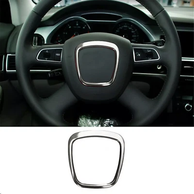 Silver Alloy Steering Wheel Center Frame Cover Trim For Audi A3 A4 A5 A6 Q5 Q7 - Image 1 of 4