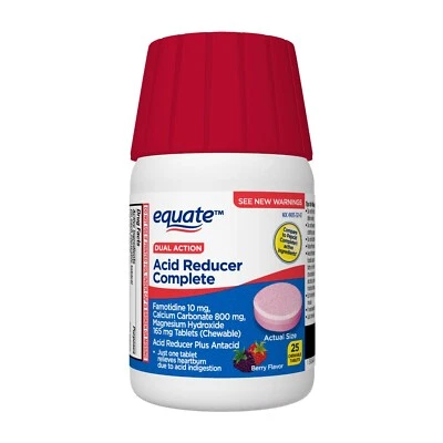 Equate Dual Action Acid Reducer Complete Famotidine,Calcium Carbonate 25 Tablets - Imagem 1 de 3