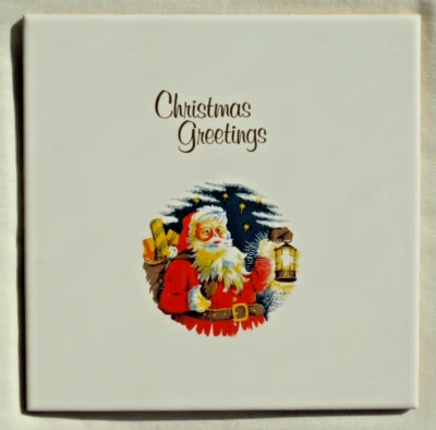 Christmas Greetings 15cm Square Ceramic Tile backed with Green Felt - Image 1 of 2