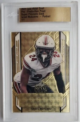 2021 Leaf Metal Draft PP Proof Super Prismatic Gold Israel Mukuamu RC 1/1 - Image 1 of 2