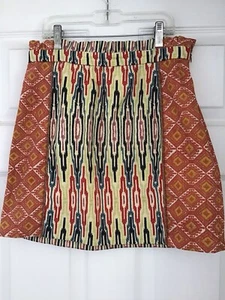 RACHEL ROY Baja Tribal Aztec Southwestern Patterned Paper Bag Mini Skirt Size 2 - Picture 1 of 6