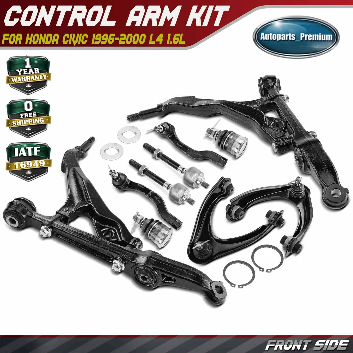 SOSOPART 10pc Set Front Suspension Kit Upper Control Arm Tie Rod End Sway Bar Link Lower Ball Joint Replacement For Honda Civic 1996-2000 (Non Si), Control Arms - Canada