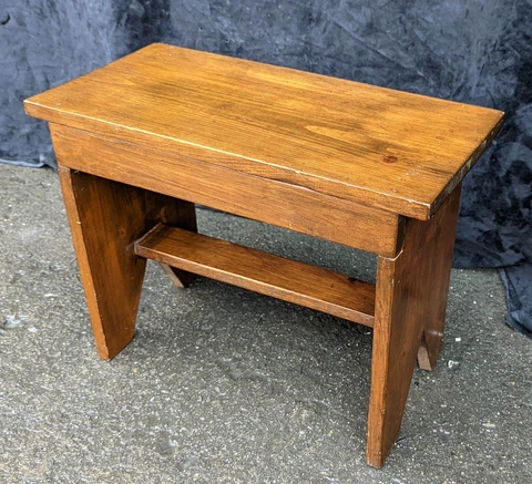 Vintage Antique Old Handmade SOLID Wood Wooden Table Foot Step Stool Stand Seat Cover