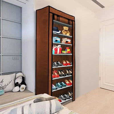 10 Tier DIY Shoe Rack Shelf Standing Clost Cabinet Storage with Cover Dustproof - Image 1 of 4