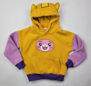 LankyBox Hoodie Girls Youth Small Yellow Pink Foxy Ears Tail Graphic Sweatshirt - Picture 1 of 10