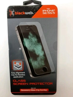 Protector de Pantalla de Cristal BLACKWEB para iPhone SE/5S/5 Nuevo Paquete Sin Abrir Foto 1 de 4