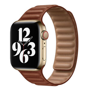 Pour Apple Watch 9 8 7 6 5 4 SE bracelet maillon magnétique cuir 40/44/41/45 mm