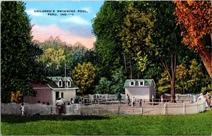 Children's Swimming Pool Peru Indiana Linen Postcard - Picture 1 of 2