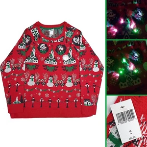 Disney Parks Mickey & Minnie Mouse Weihnachtspullover Leuchtschloss rot XL X-Large - Bild 1 von 16