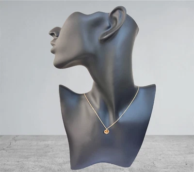 collana ciondolo argento rosè 925 anallergico zircone arancione punto luce - Immagine 1 di 4