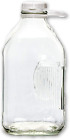 2 Qt Heavy Glass Milk Bottle with Handle & Cap, 64 Oz, 1/2 Gal.