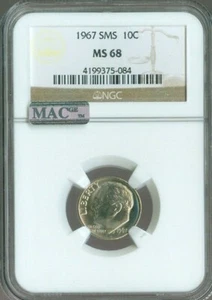 1967 ROOSEVELT DIME NGC MS68 SMS MAC SPOTLESS MINT QUALITY✔️ - Picture 1 of 2
