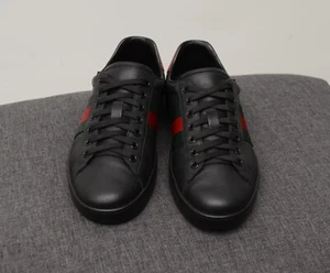 Scarpe sneakers uomo autentiche Gucci Ace pelle nera taglia UK 8,US 9,EU 42 - Foto 1 di 17