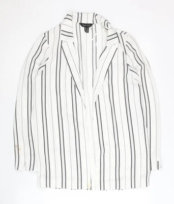 New Look Women White Striped Suit Jacket Size 6 Regular Fit - Image 1 of 4