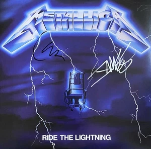 Vinilo James Hetfield Lars Ulrich autografiado firmado Metallica Ride The Lightning - Imagen 1 de 2