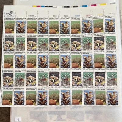 Scott #1830a (1827-1830) Coral Reef Life (Ocean) Full Sheet of 50 Stamps - MNH - Image 1 of 3