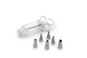 Icing Syringe Decorating Set, Metallic, 7-Piece, 2.25 x 3 x 8 inches - Picture 1 of 6
