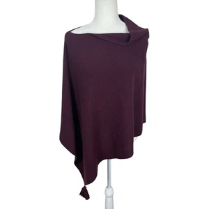 Poncho Borlas Ann Taylor Mezcla Lana Cachemira Clásico Elegante Púrpura Talla OS  - Imagen 1 de 12