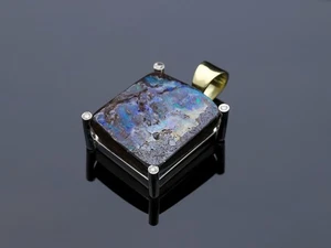 Colgante diamante ópalo oro 585 plata 925 valor 3.000 EUR joyería detallada precio excelente - Imagen 1 de 8