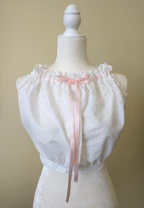 Antikes edwardianisches viktorianisches Camisole Band Schlitz Futter Öse Korsett Abdeckung Cami - Bild 1 von 16