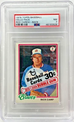 PSA 7 casi nuevo 1978 Topps paquete de violonchelo de béisbol sin abrir varilla carew en la parte posterior Foto 1 de 2