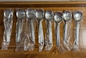 Delco Stainless Steel LINNEA Oval Soup Spoons Set Of 8 - Picture 1 of 3