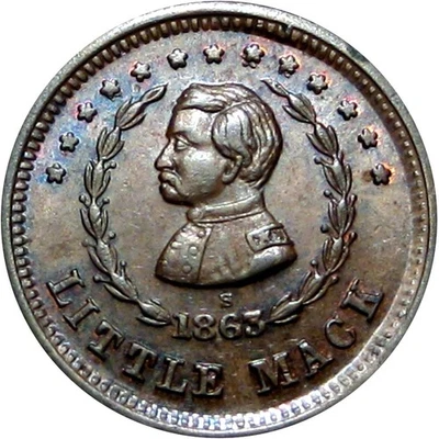 Ficha política patriótica de la guerra civil Little Mack McClellan de 1863 - Imagen 1 de 2