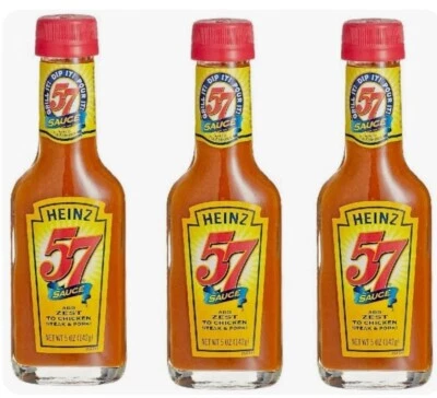 x3 botellas de vidrio Heinz 57 para salsa de carne y chuleta de 5 oz (PAQUETE DE 3) Foto 1 de 2