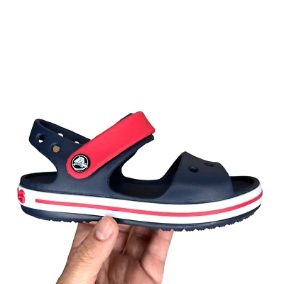 Crocs Little Boys Girls Sandals Size 11 Navy Blue Red Water Friendly Lightweight - Image 1 of 4