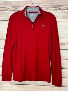 Pullover rojo de algodón Pima rendimiento cremallera 1/4 Vineyard Vines para niños L 16 - Imagen 1 de 4