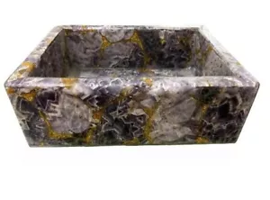 16"x13" Amethyst Stone Wash Basin Semi Precious Stone Bathroom Accessories Decor - Picture 1 of 8