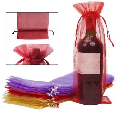 10Pack Organza Wine Bottle Gift Bags with Drawstring for Wedding Party Favour. - Image 1 of 4