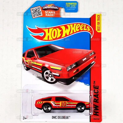 2015 Hot Wheels DMC DELOREAN #184 red - HW Race Track Aces - 1:64 Mattel CFH80 - Image 1 of 2