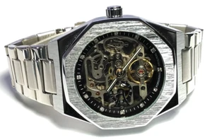 FORSINING SKELETON WATCH FLYWHEEL AUTOMATIC MECH. SELF-WINDING S.STEEL OCTAGON - Picture 1 of 13