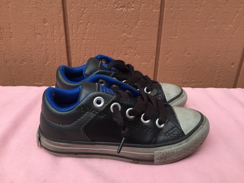 Converse All Star basse in pelle nero blu per bambini US 11 EUR 28