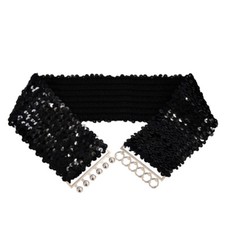 Womens Stylish Stretch Buckle Waist Belt Wide Sequin Elastic Corset Waistband