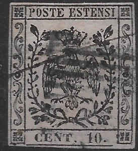1852 Italy States MODENA Sc#7 SASA#9 USED VF🔥SIGN RAYBAUDI🔥 - Picture 1 of 2